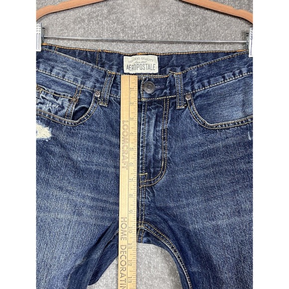 Aeropostale Rivington Skinny Jeans Mens Size 32x32 Distressed Blue Denim Pockets - Picture 11 of 13